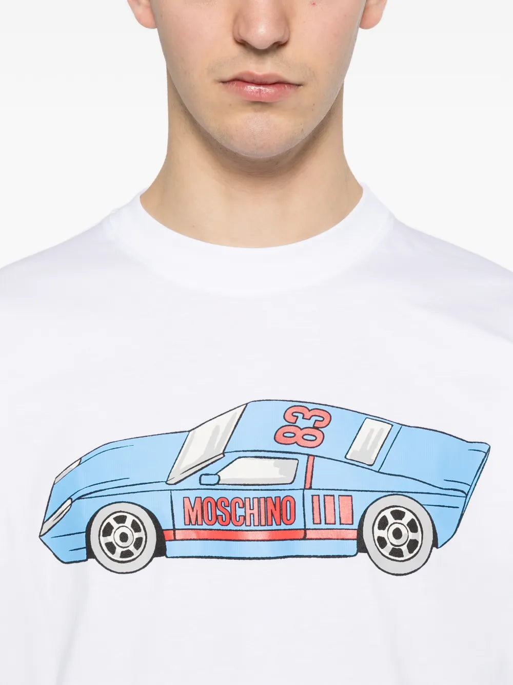 Colorful Graphic Sports Car T-Shirt With Classic Crew Neckline
