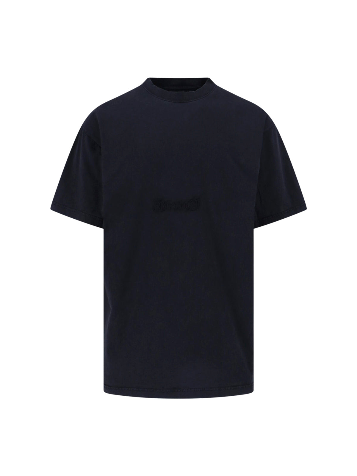 Black Cotton T-Shirt With Tone-On-Tone Embroidered Logo