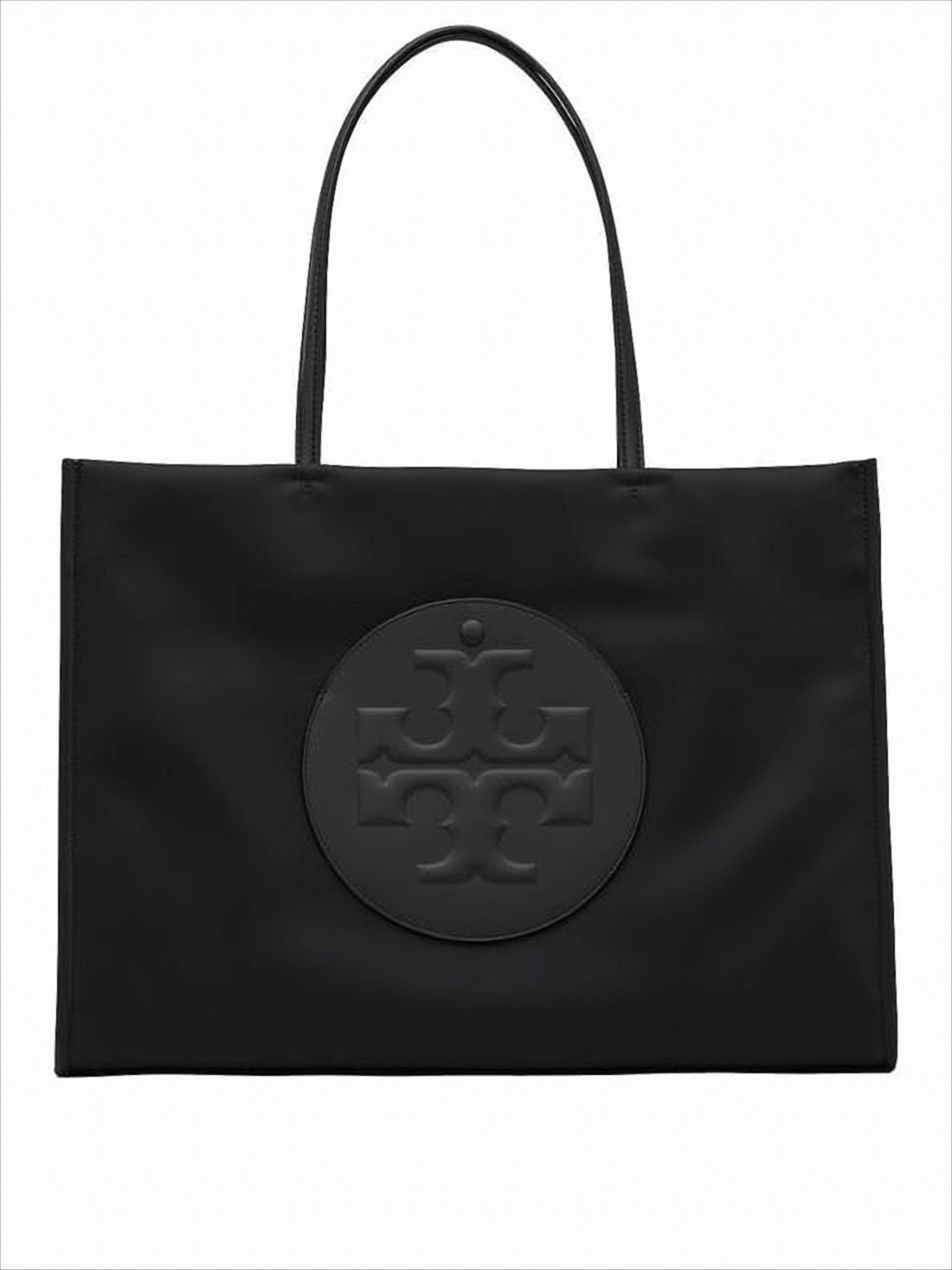Rectangular Black Tote Bag with Embossed Logo