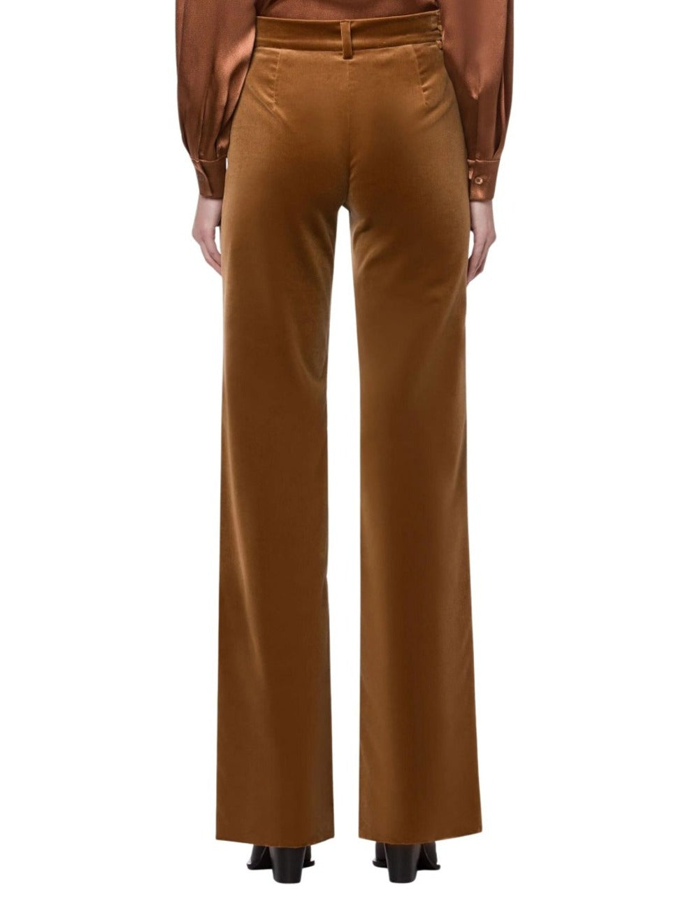 Brown Stretch Cotton Velvet Blend Trousers