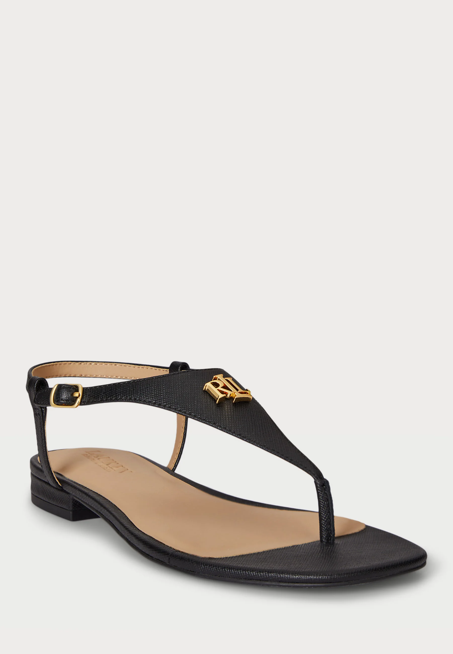Black Everley 2 Flat Leather Sandals