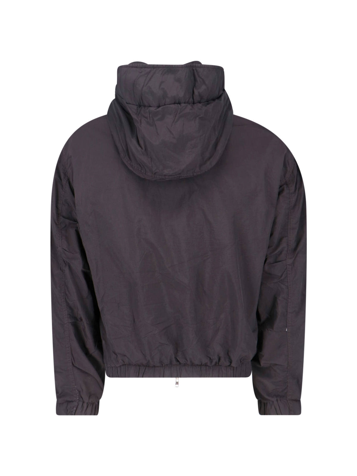 Black Purs Hooded Zip Fabric Jacket