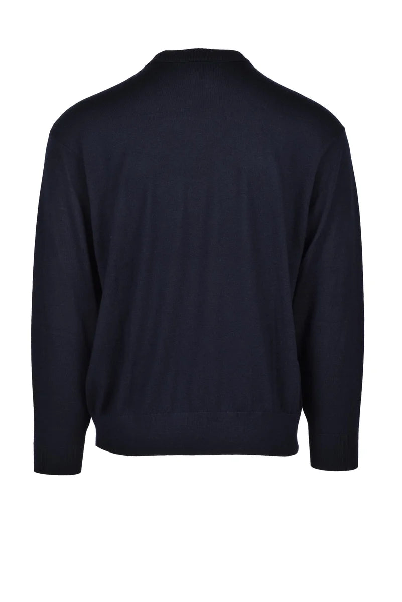 Crew Neck Wool Sweater - Blue