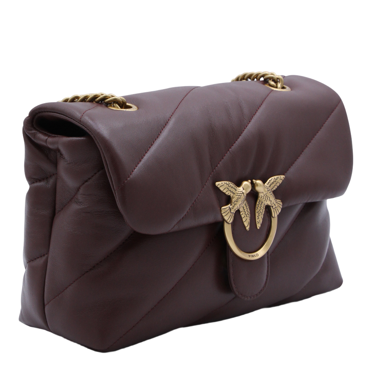 Quilted Purple Bag With Gold-Tone Bird Clasp