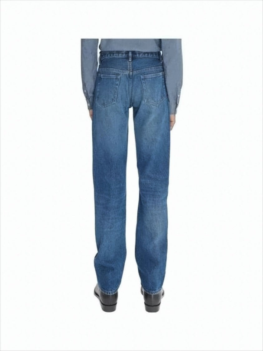 Straight-Leg Denim Pants with Subtle Fading