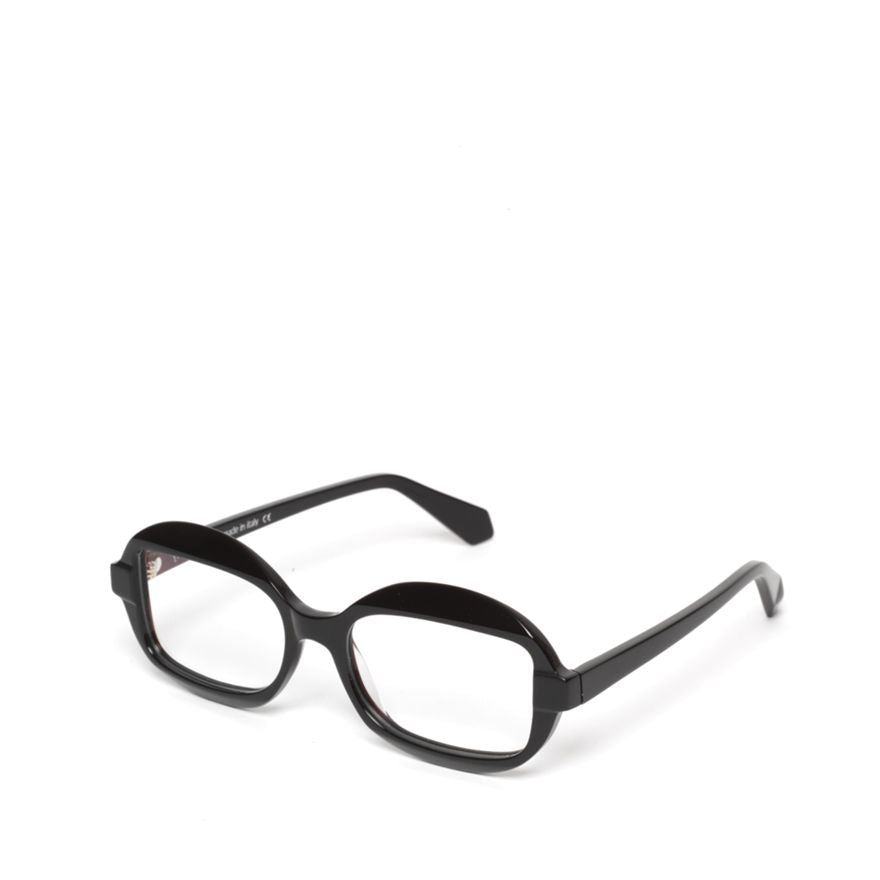 Sensitive Rectangular Black Acetate Eyeglasses with Rounded Edges