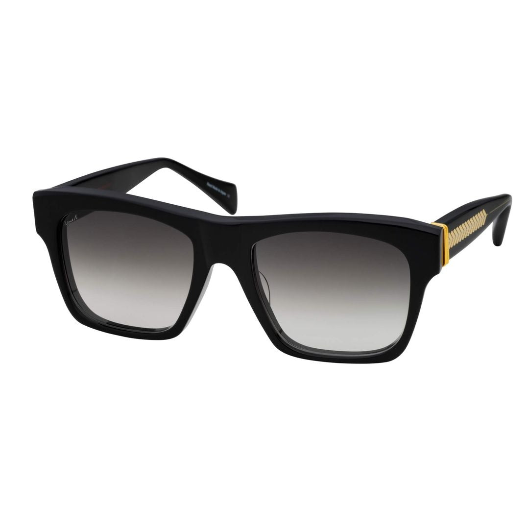 Safari Rider Oversized Square Frame Sunglasses with Gold Zigzag Accents