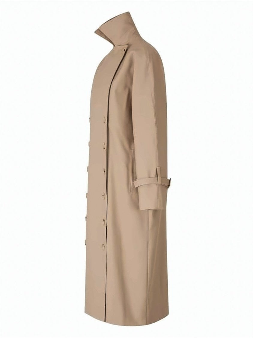 Double-Breasted Beige Coat with Adjustable Cuffs