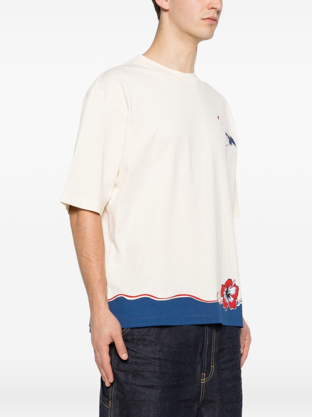 Beige Silk And Nylon Lightweight T-Shirt