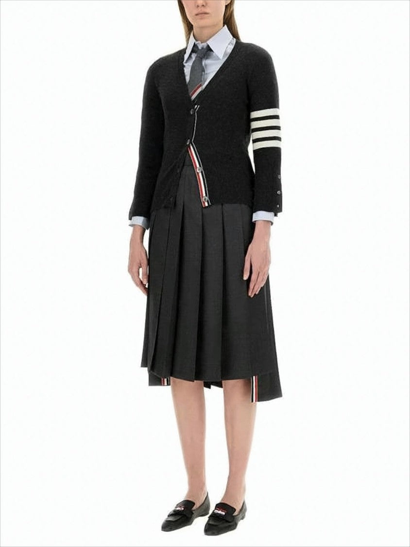 Fitted Cashmere Cardigan with Deep V-Neck and Button Details