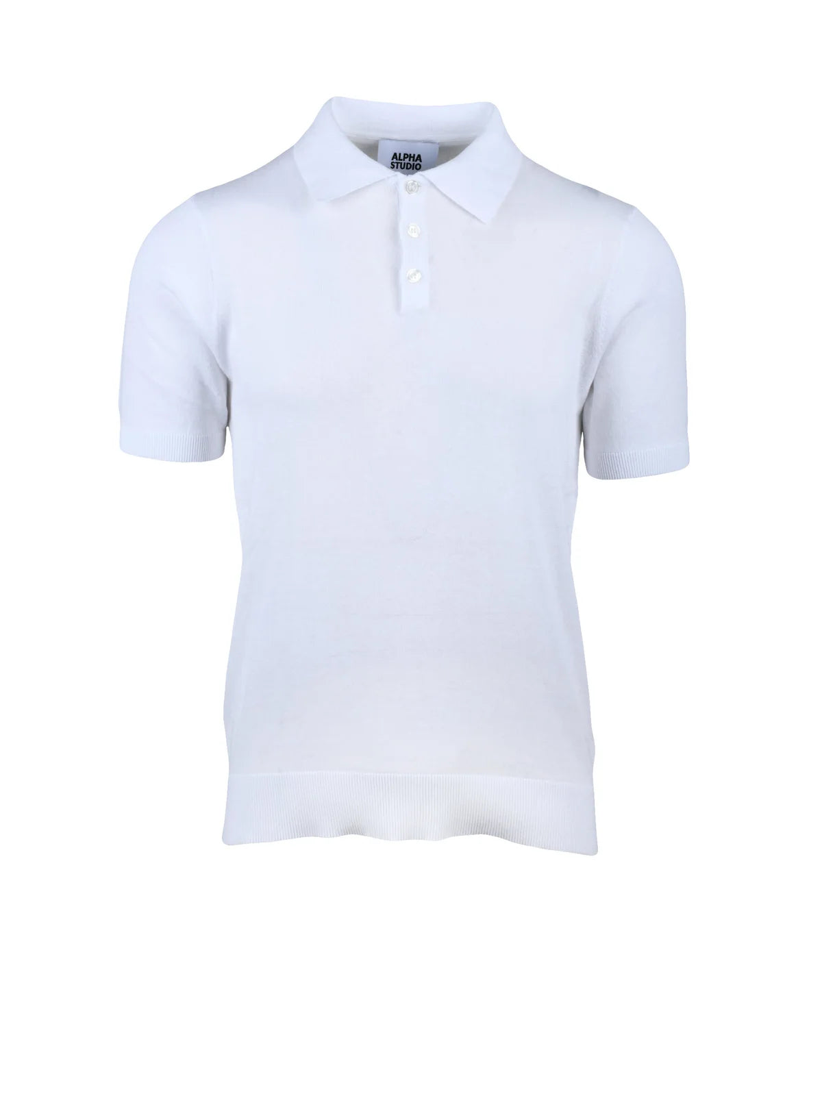 White Cotton Knit Polo Shirt