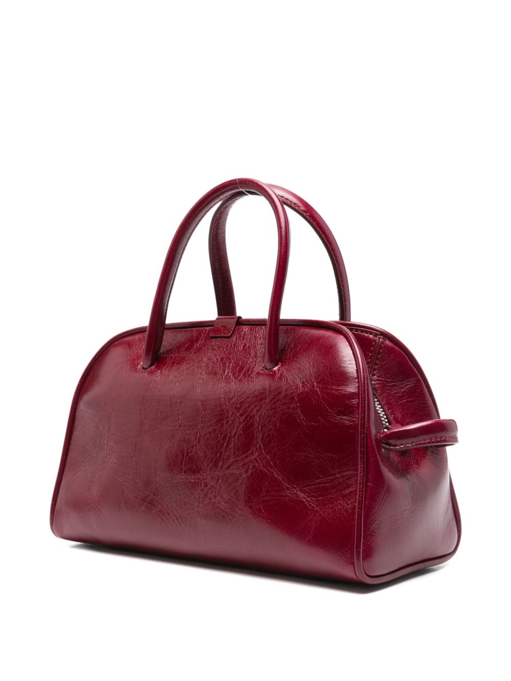 Curved Silhouette Burgundy Top Handle Handbag