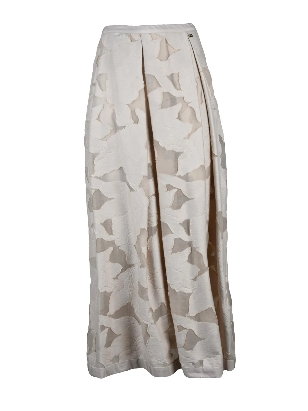 Beige Viscose Cotton Polyamide Women Long Skirt