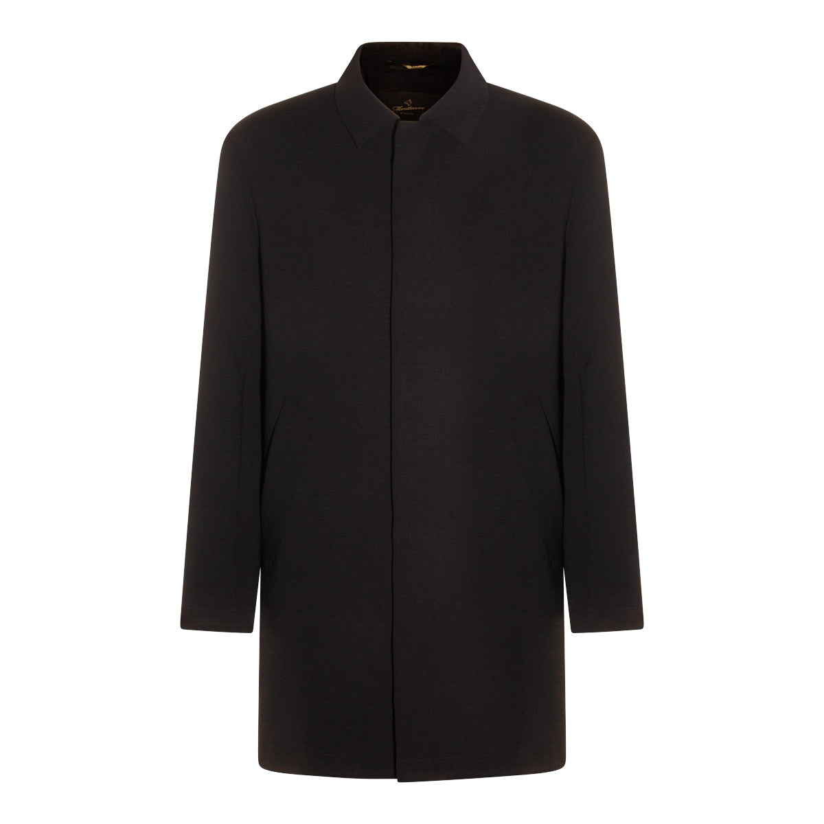 Minimalist Black Coat With Stand Collar