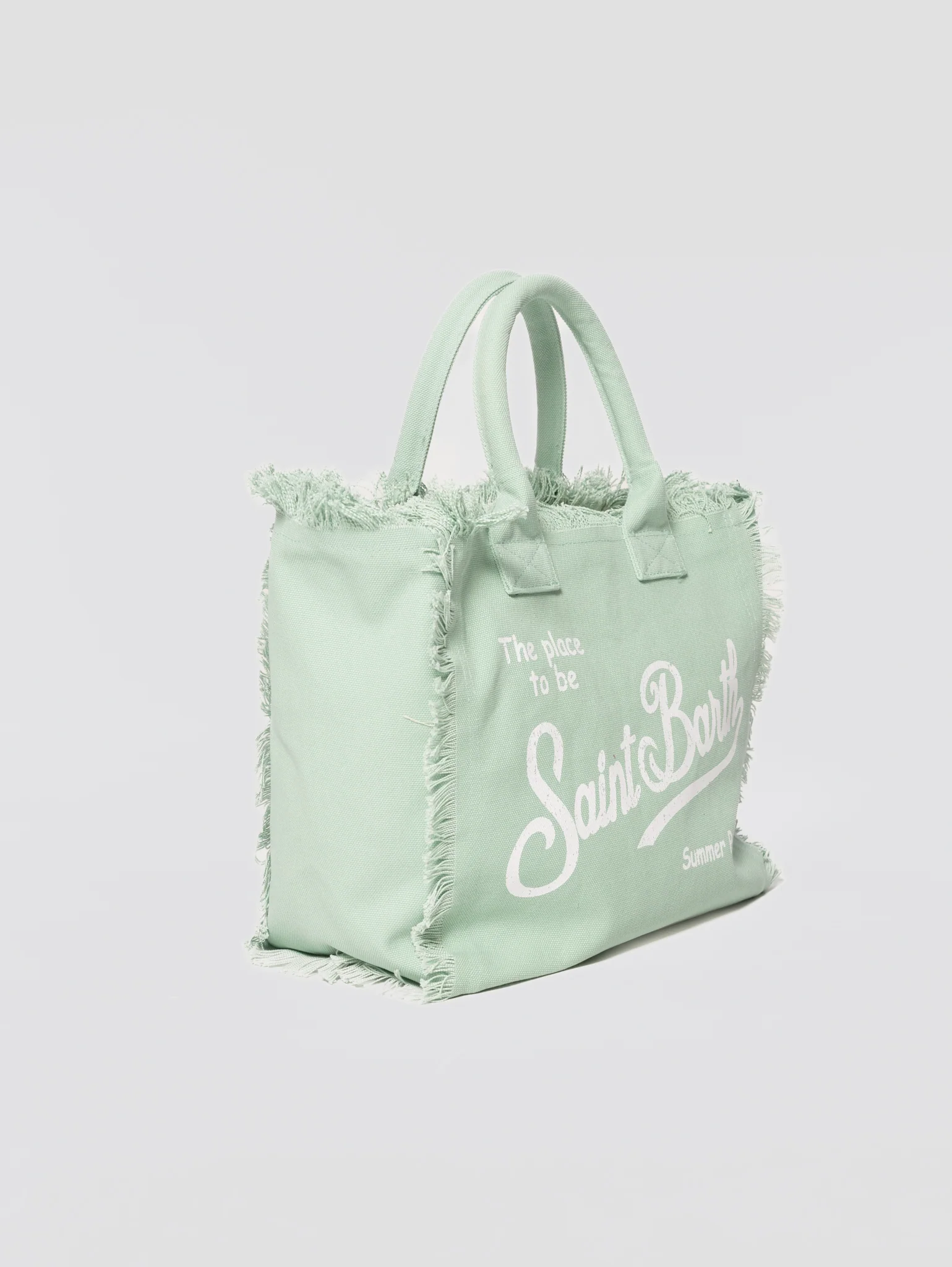 Pastel Green Tote Bag with Frayed Edges