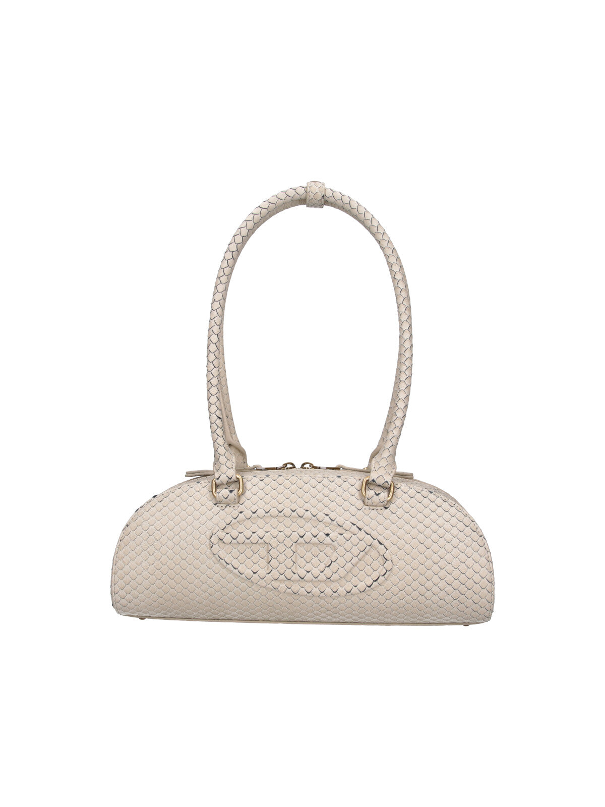 Beige 1dr Dome Snake Pattern Bag
