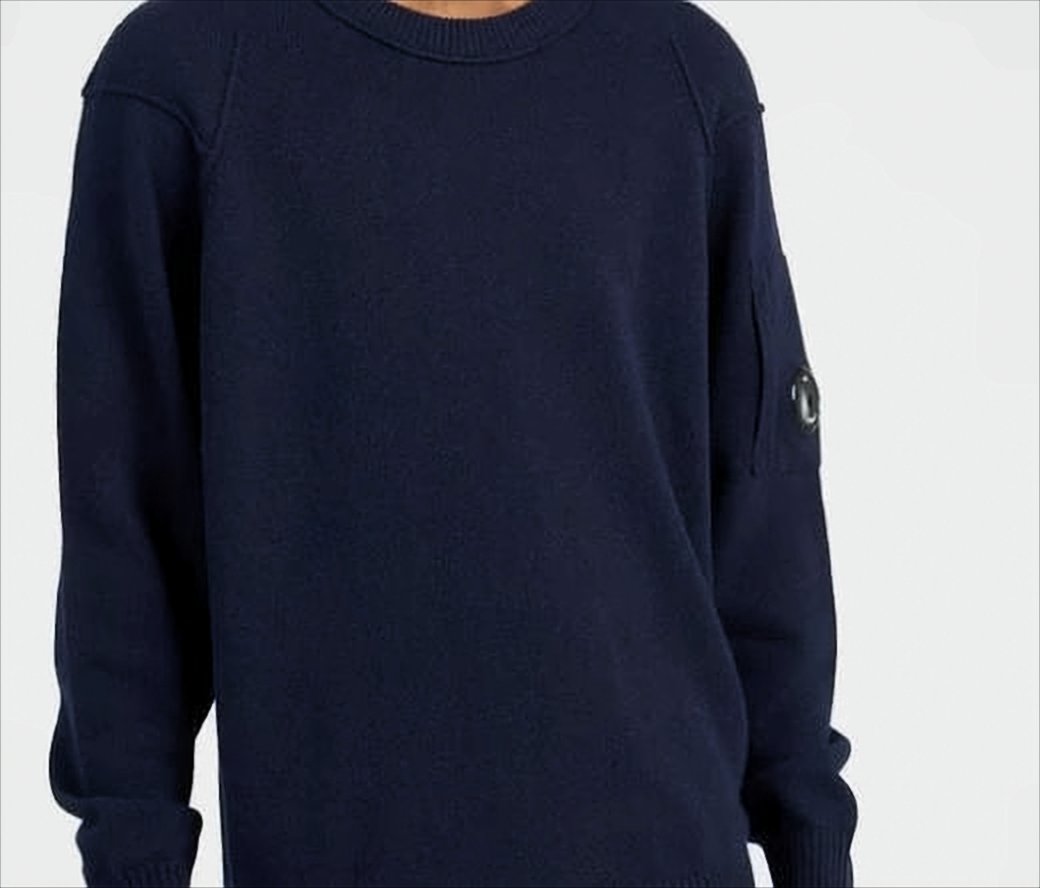 Deep Navy Wool Blend Crewneck Sweater