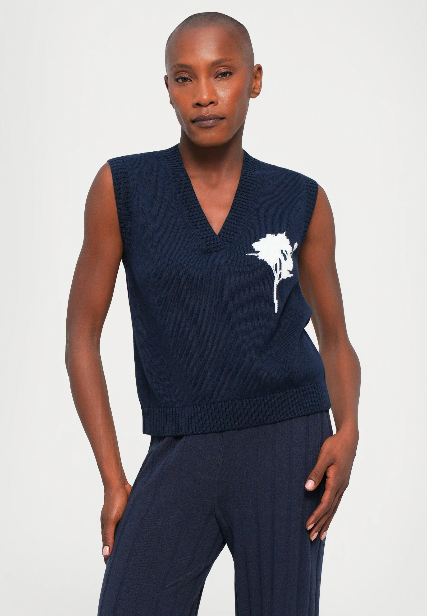 Ribbed Wide-Leg Pants With Relaxed Fit