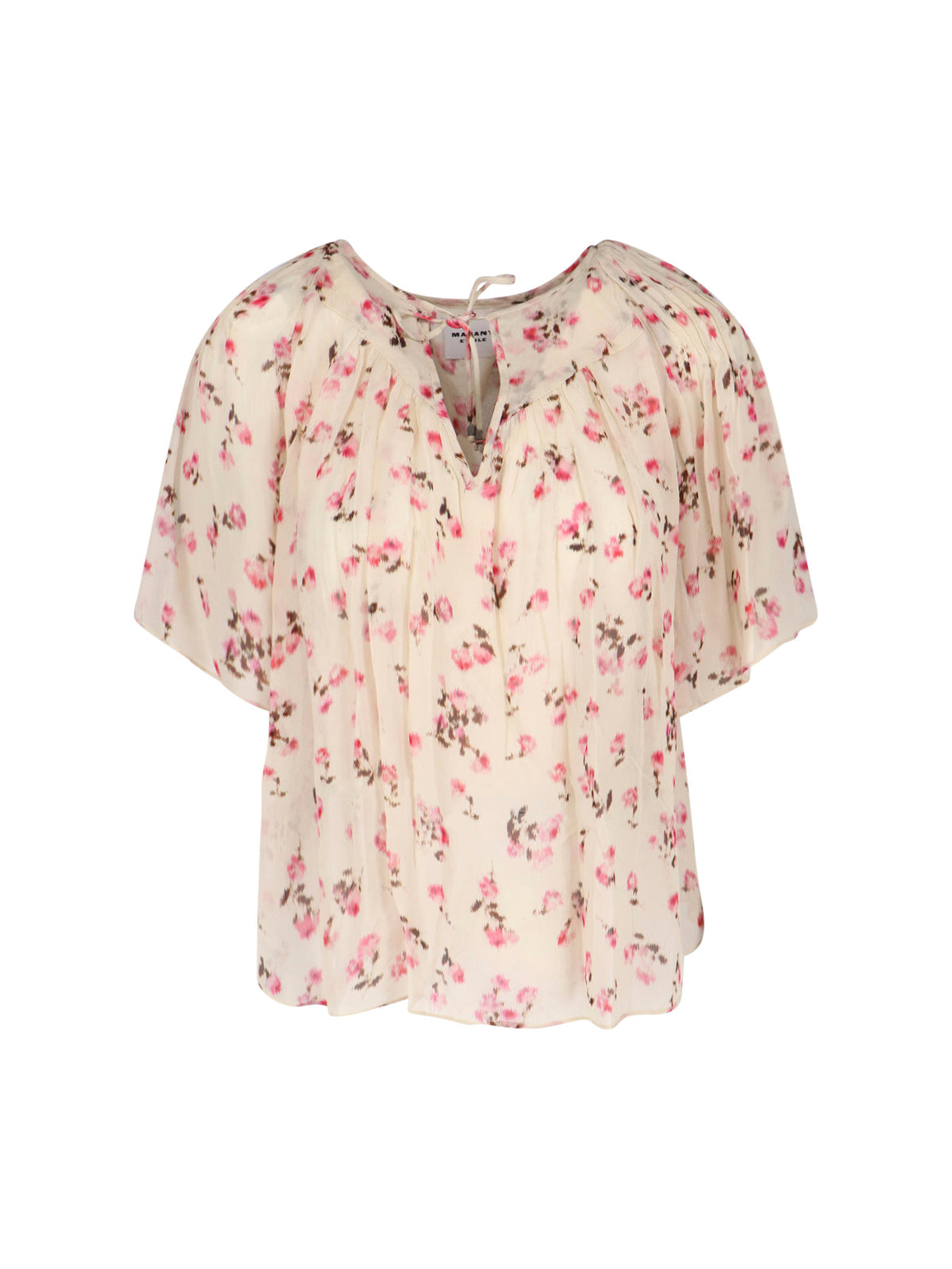 Short-Sleeved Beige Top with Round Neckline