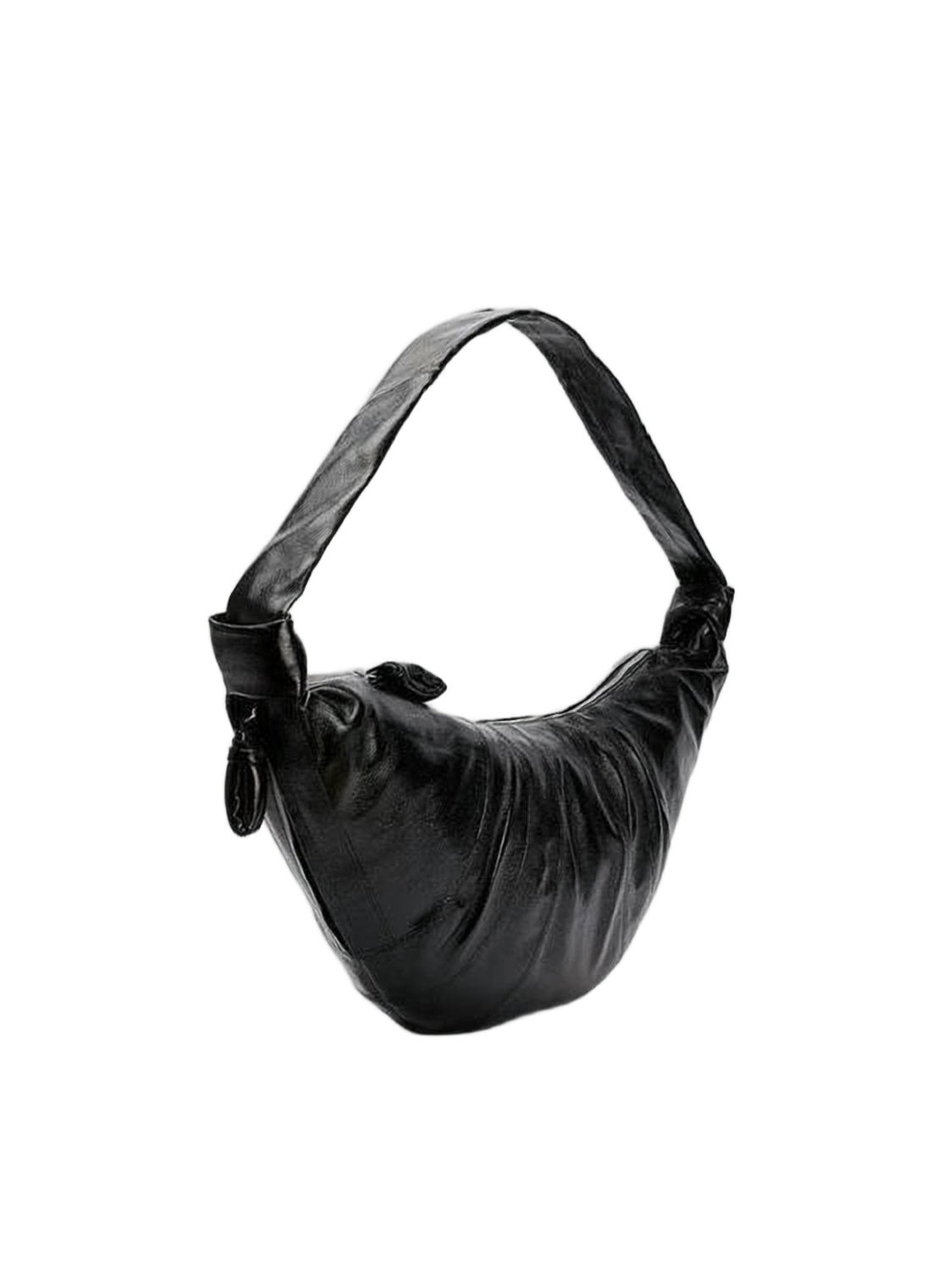 Crescent-Shaped Crossbody Bag with Knotted Strap Details