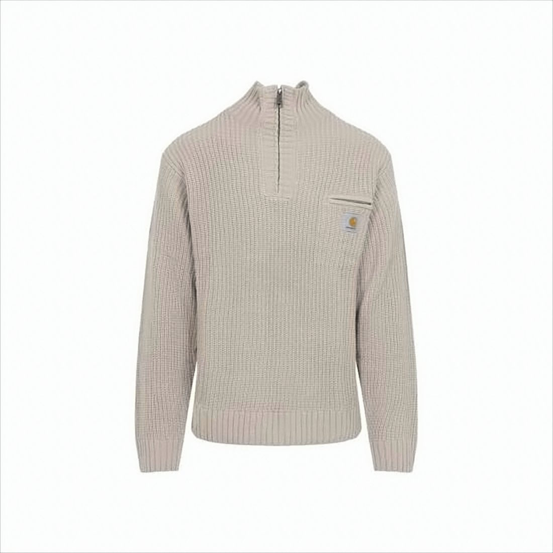 Half-Zip Chunky Knit Sweater with Ribbed Collar