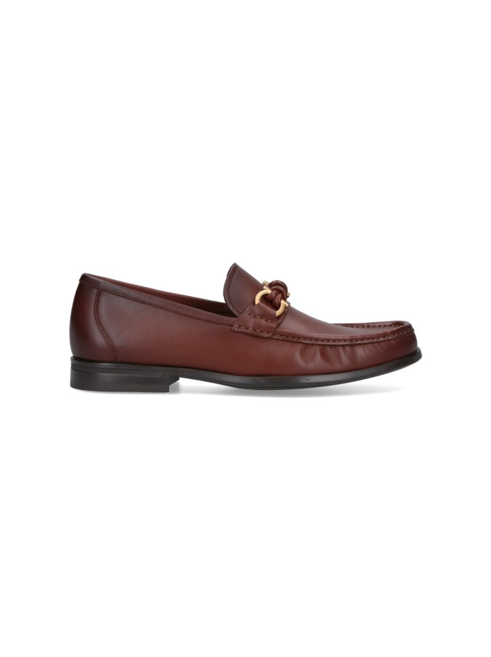 Sleek Leather Loafers With Gold-Tone Detailing