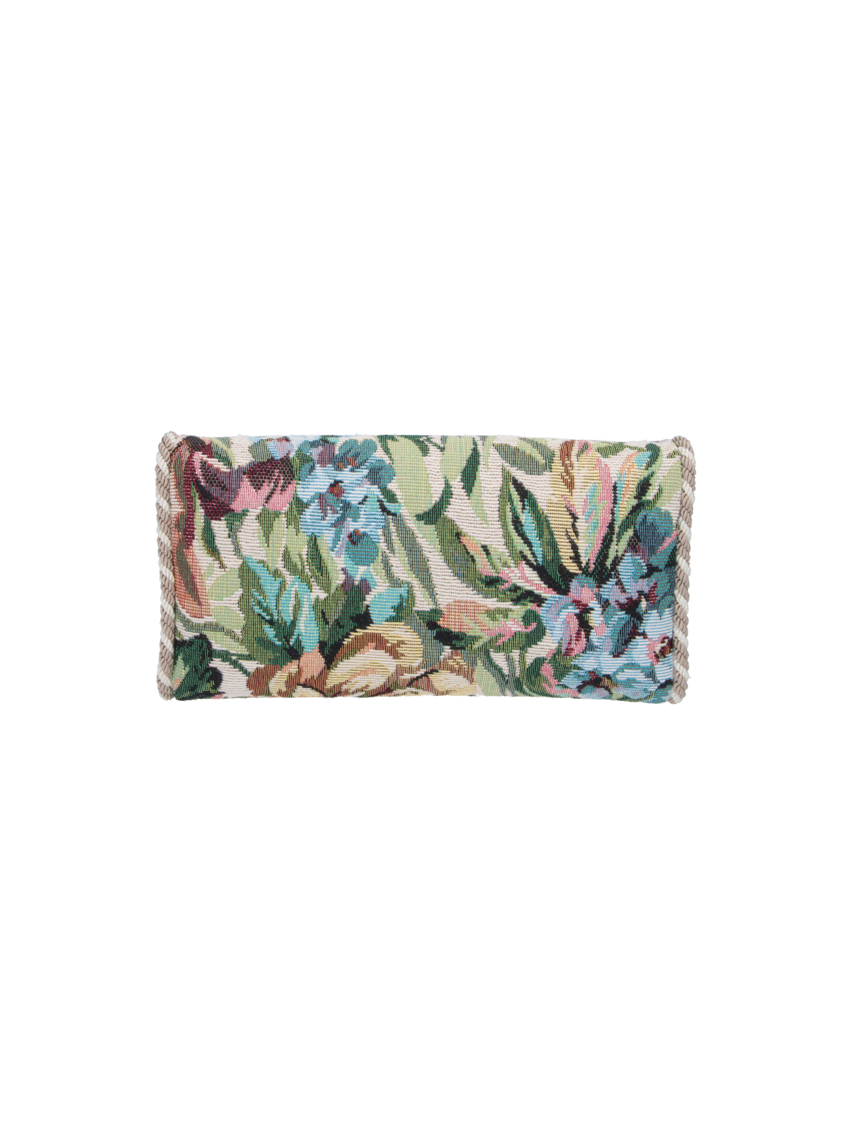 Rectangular Floral Tapestry Clutch Bag with Braided Trim