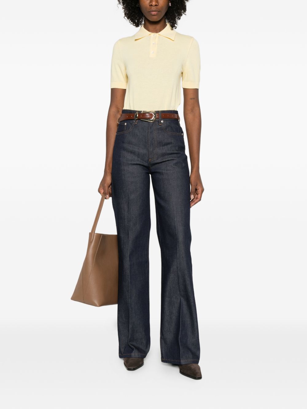Cropped Polo Shirt with Classic Collar