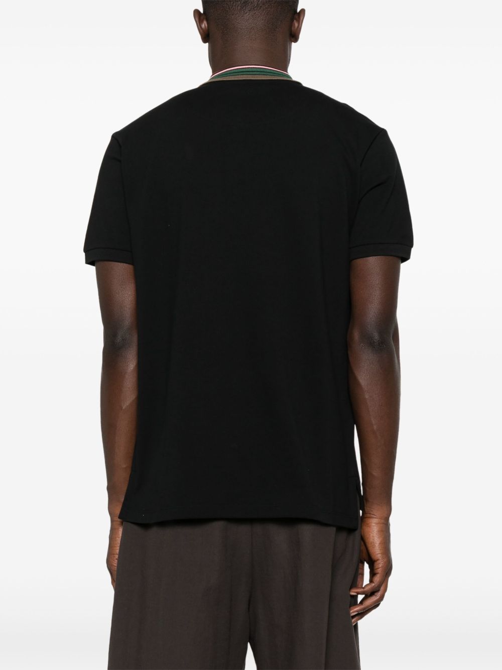Ribbed Collar Black Polo Shirt