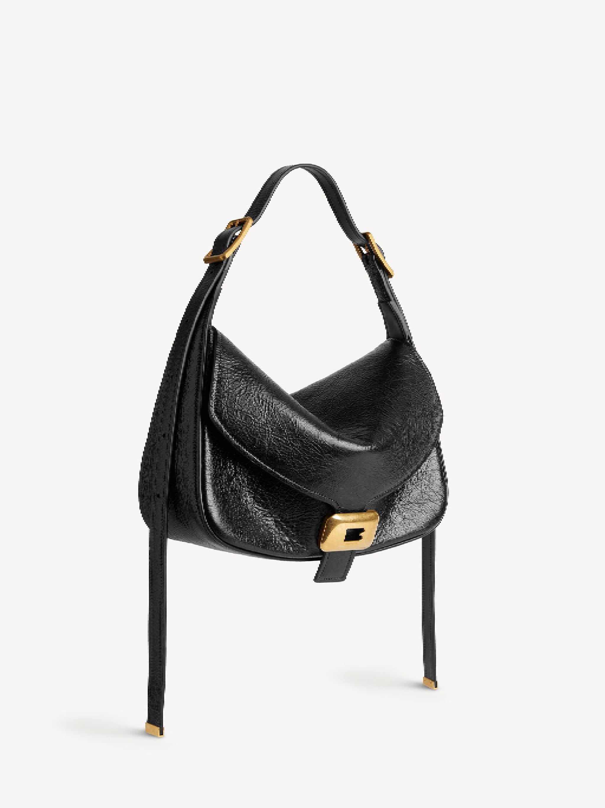 Black Clicca Structured Slouchy Leather Bag