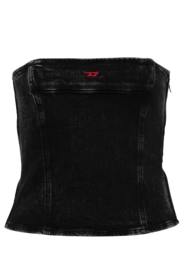 Strapless Denim Top with Structured Fit