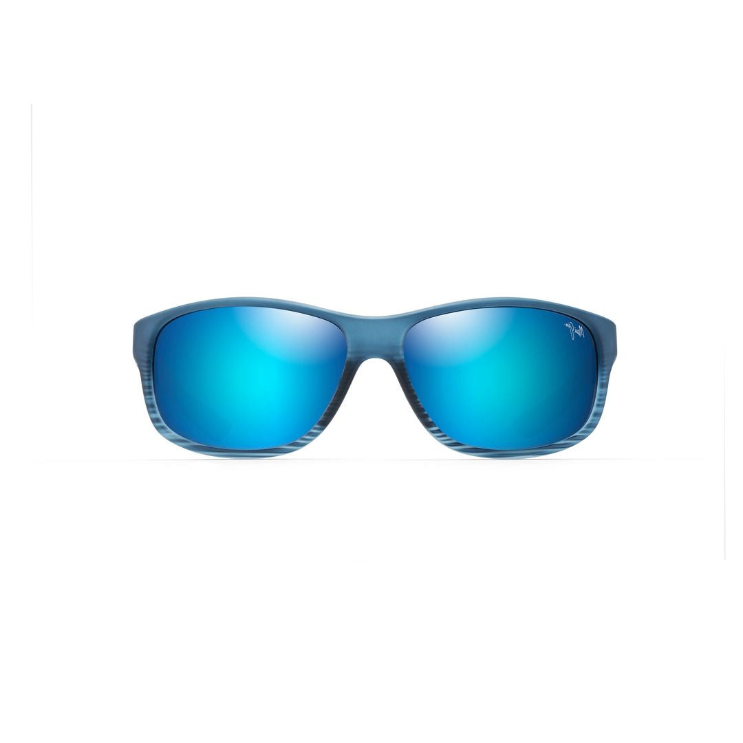 Kaiwi Channel Rectangular Translucent Blue Sunglasses with Mirrored Lenses