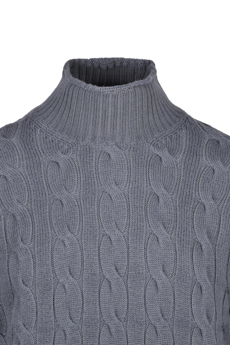 Cable Knit Turtleneck - Grey