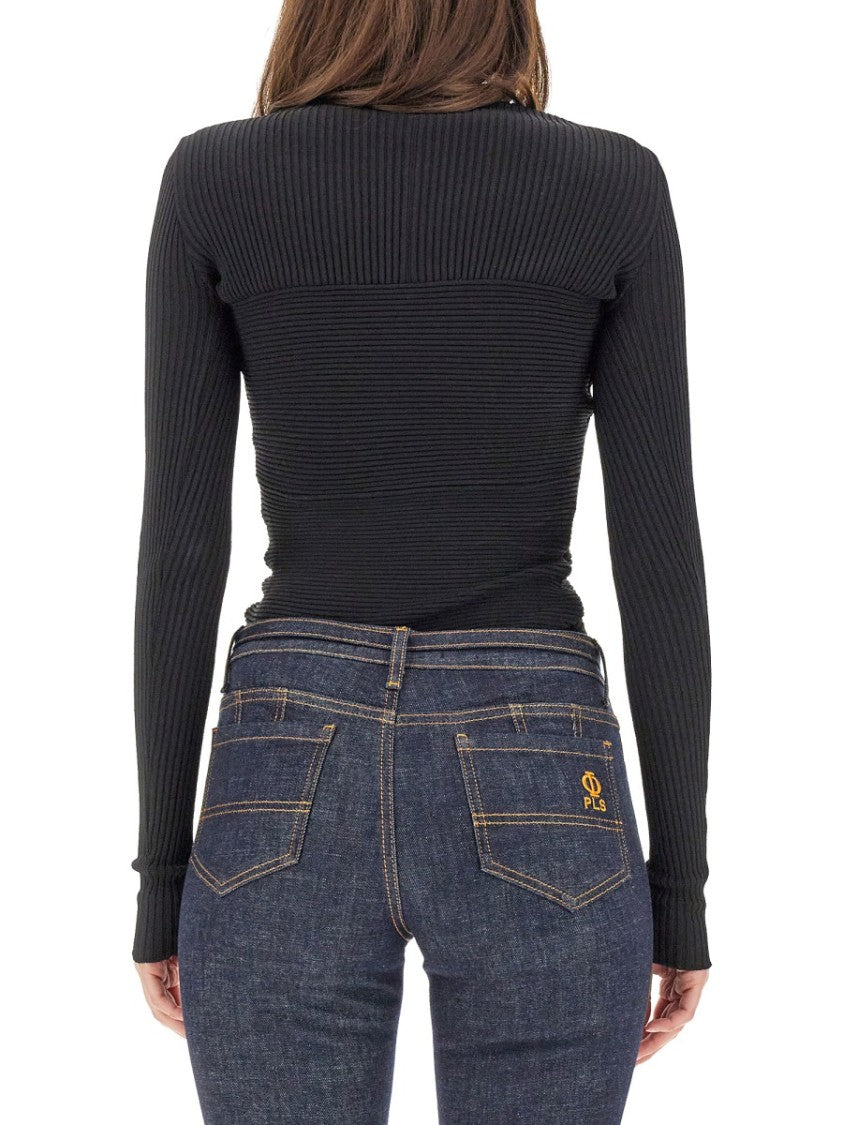 Cut-Out Front Mesh Top