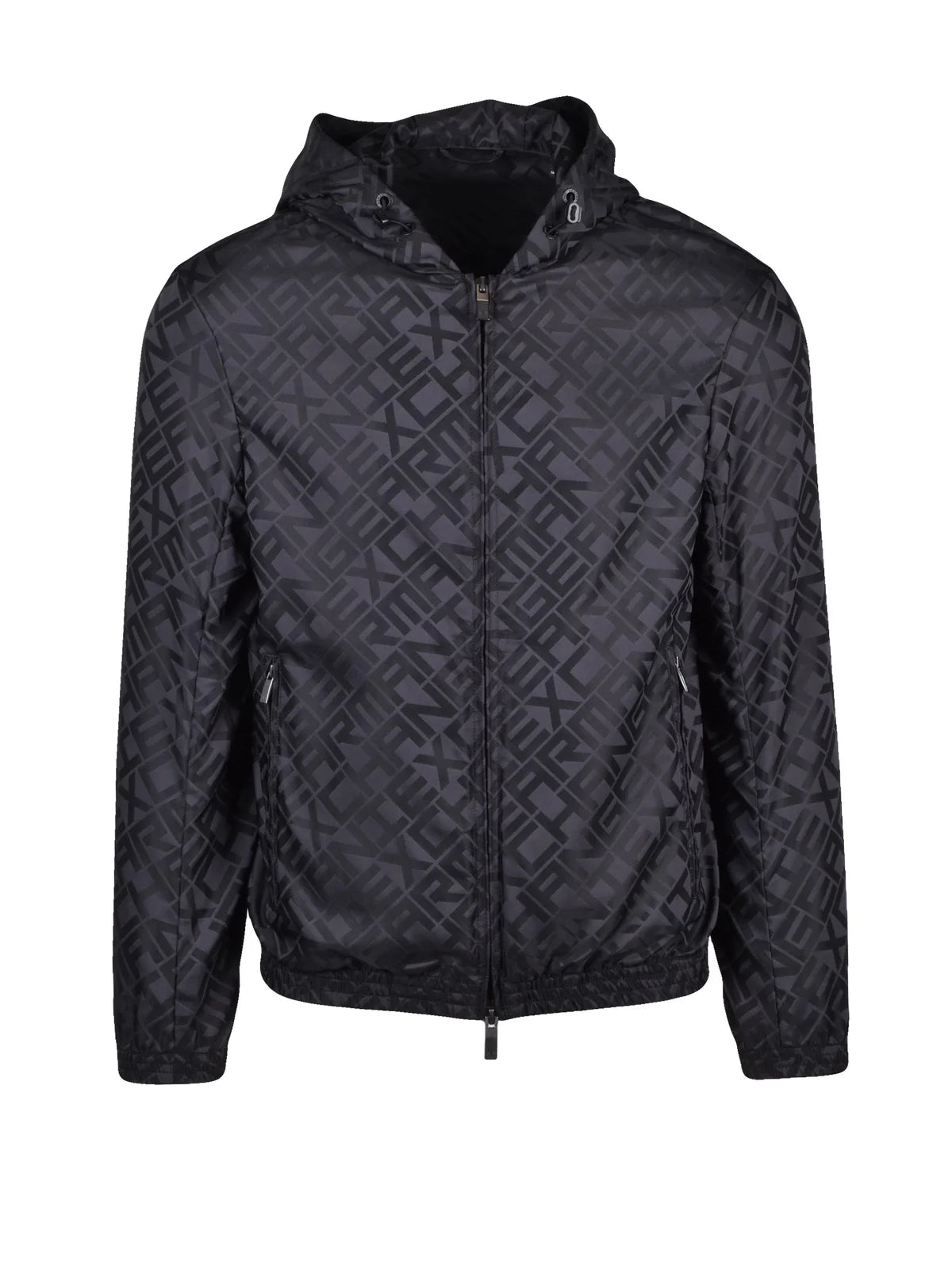 Black Polyester Windbreaker Jacket
