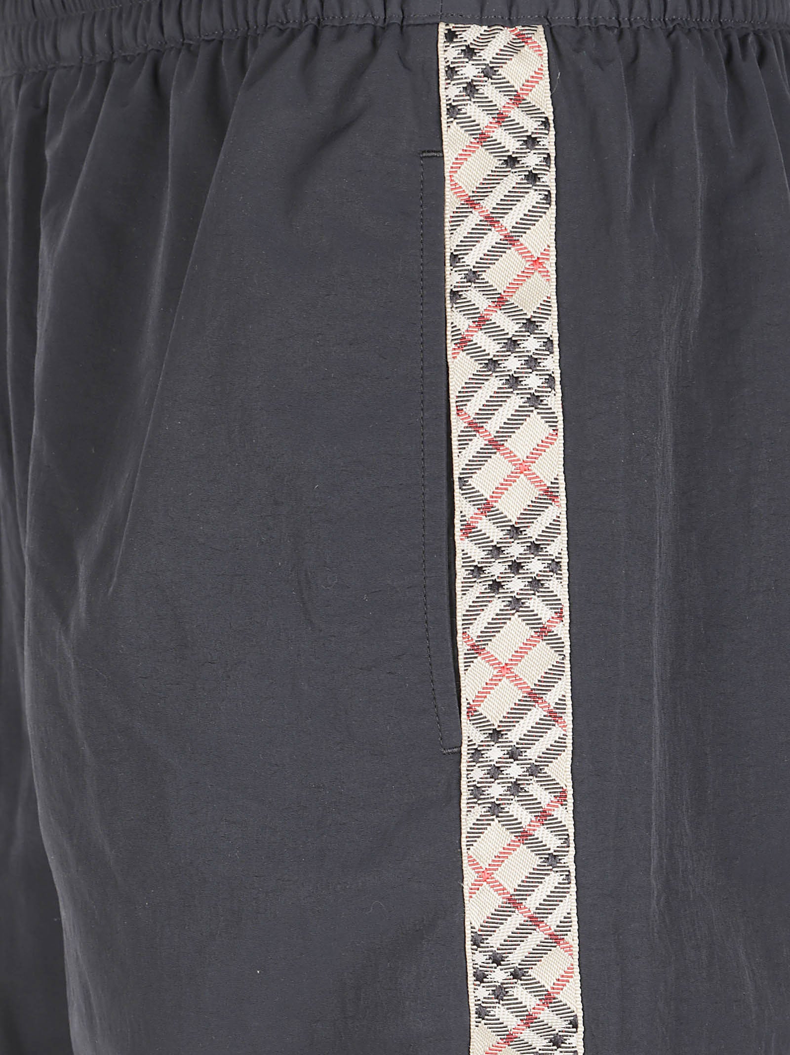 Checkered Panel Shorts with Elastic Waistband