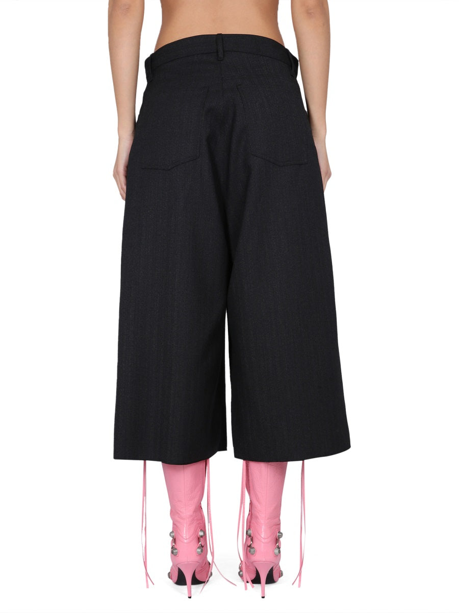 Wool Shorts with Concealed Flap Closure