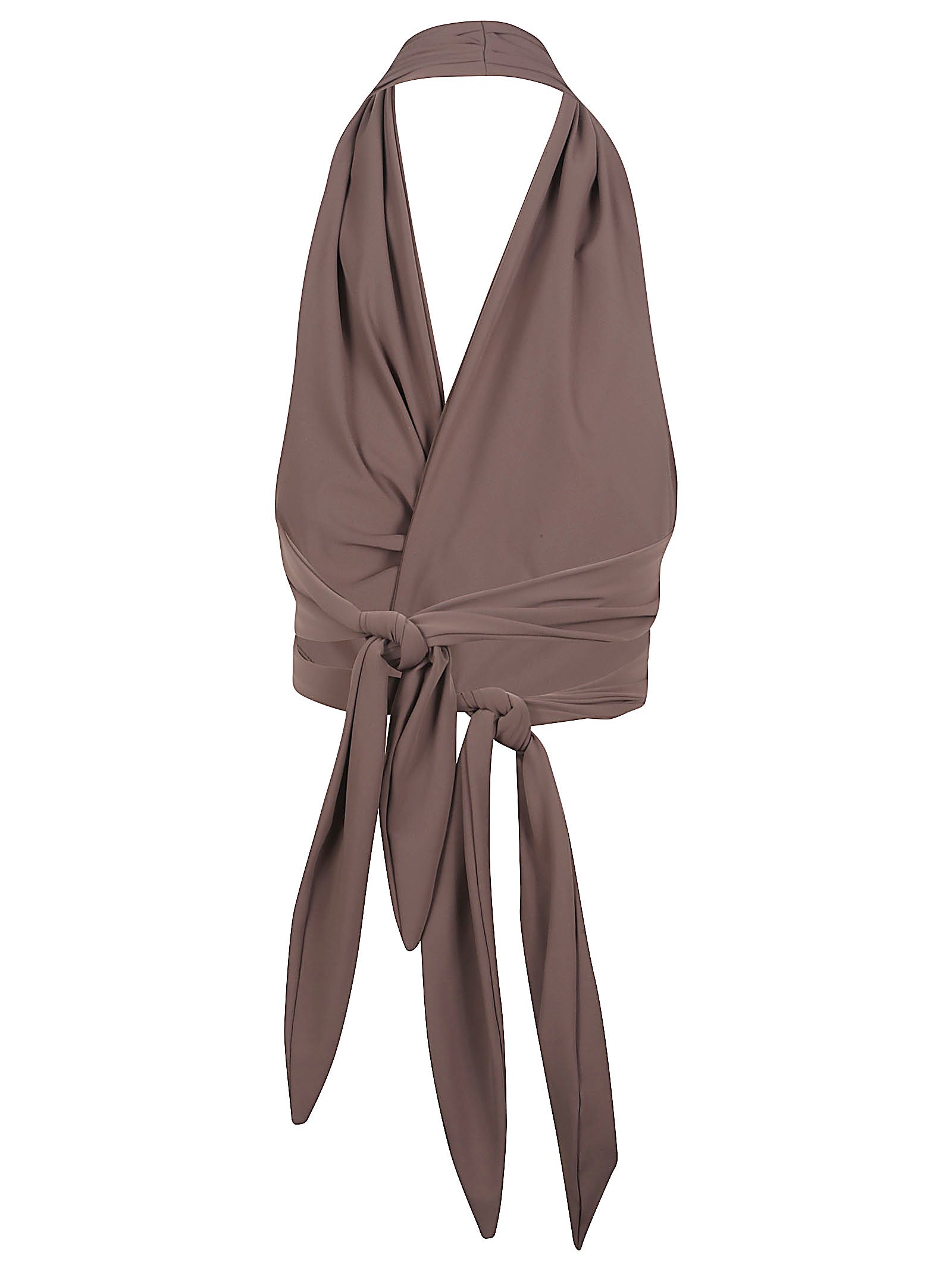 Wrap-Around Halter Top With Metallic Buckle Detail