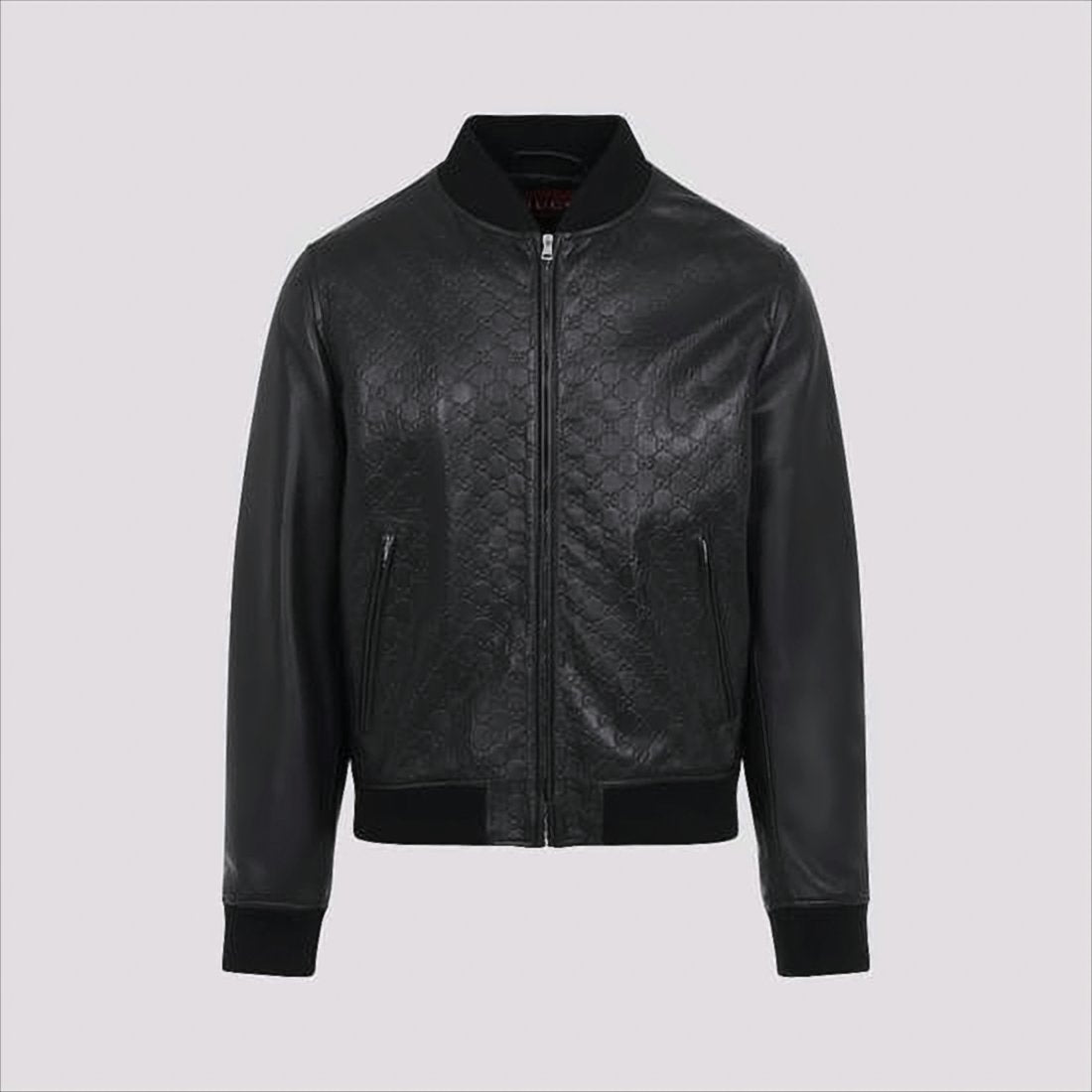 Textured Leather Bomber Jacket