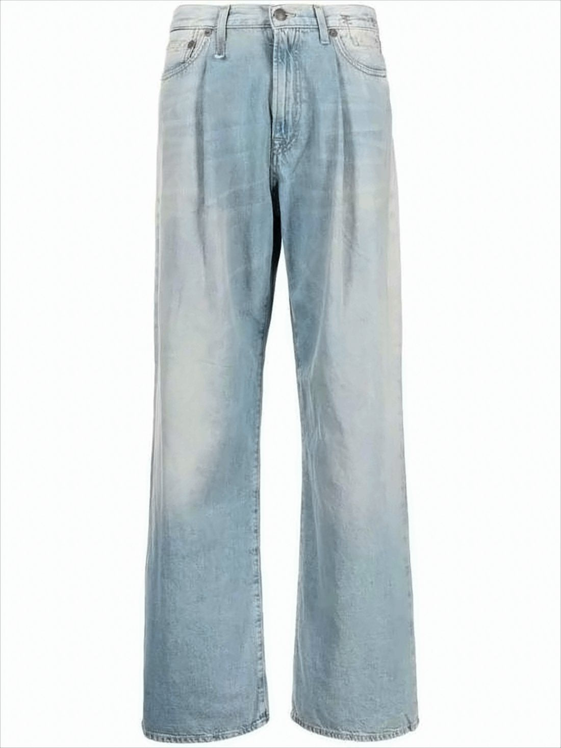 Wide-Leg Light Blue Denim Pants