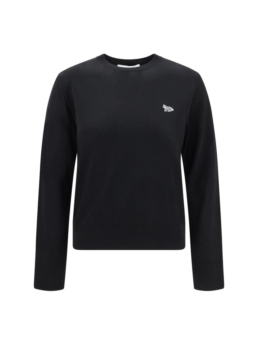Wool Knit Sweater With Round Neckline And Logo Detail