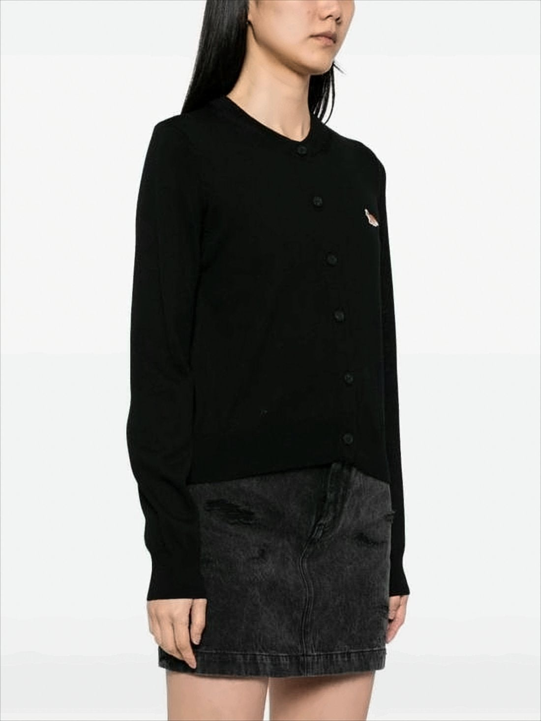 Boxy Black Lambswool Cardigan