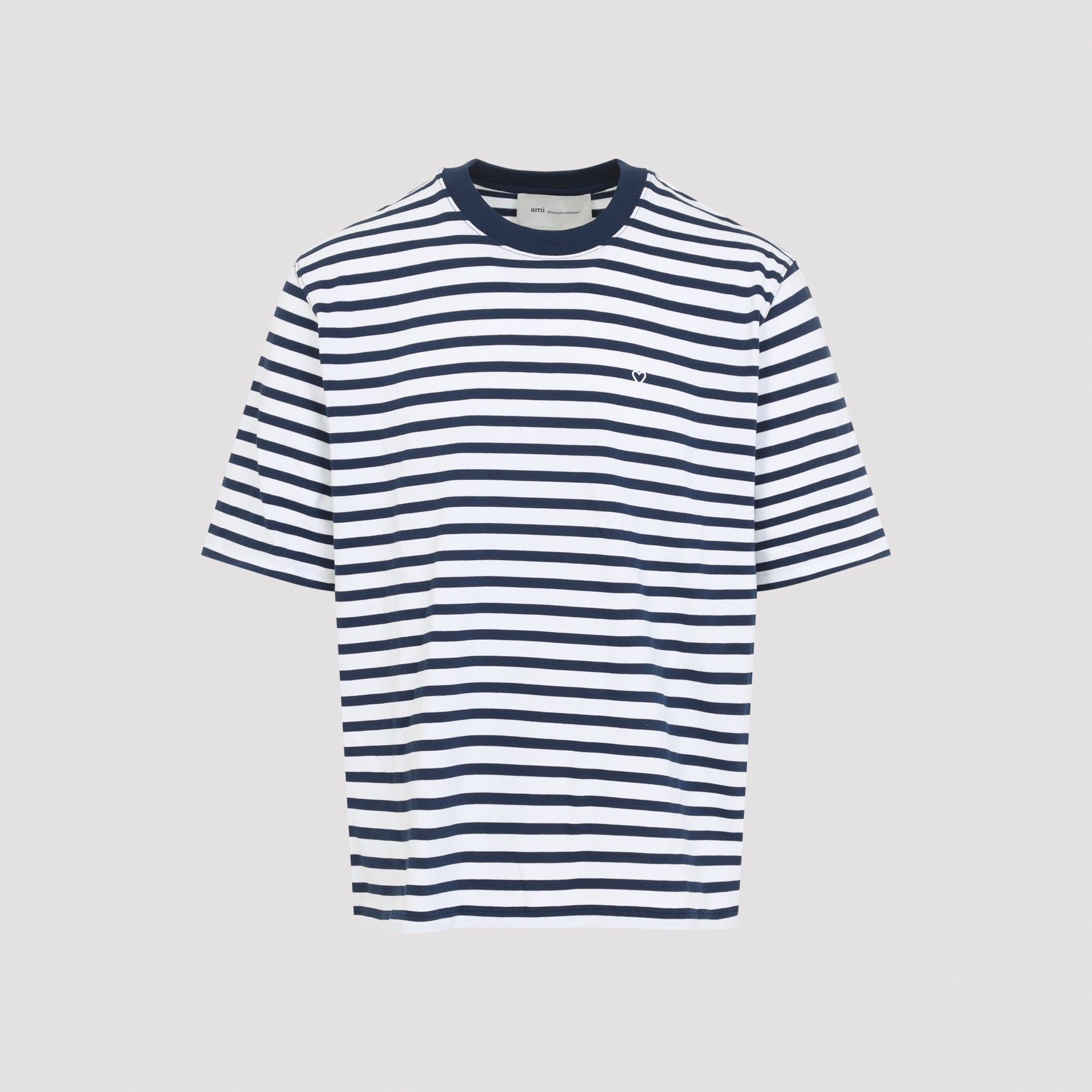 Classic White T-Shirt with Navy Stripe Detail