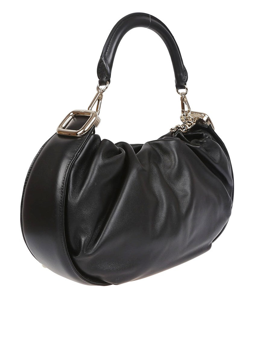 Gathered Lambskin Handbag With Structured Handle