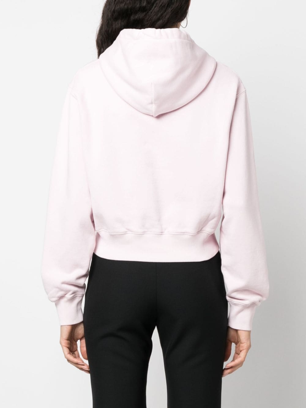 Light Pink Amb Graphic Cropped Cotton Hoodie