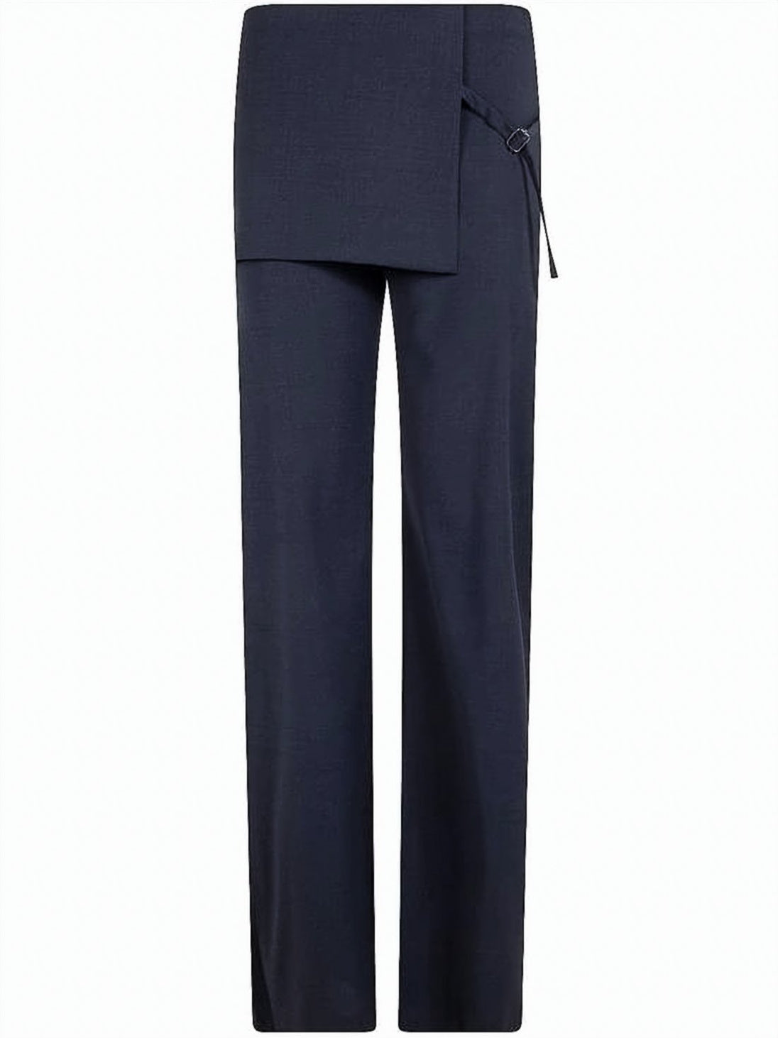 Wide-Leg Suit Pants with Unique Overlay