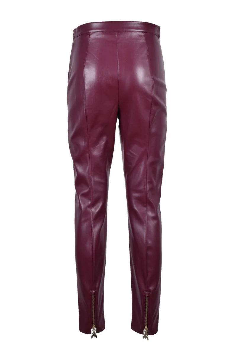 High-Waist Polyurethane Leggings Zip - Purple