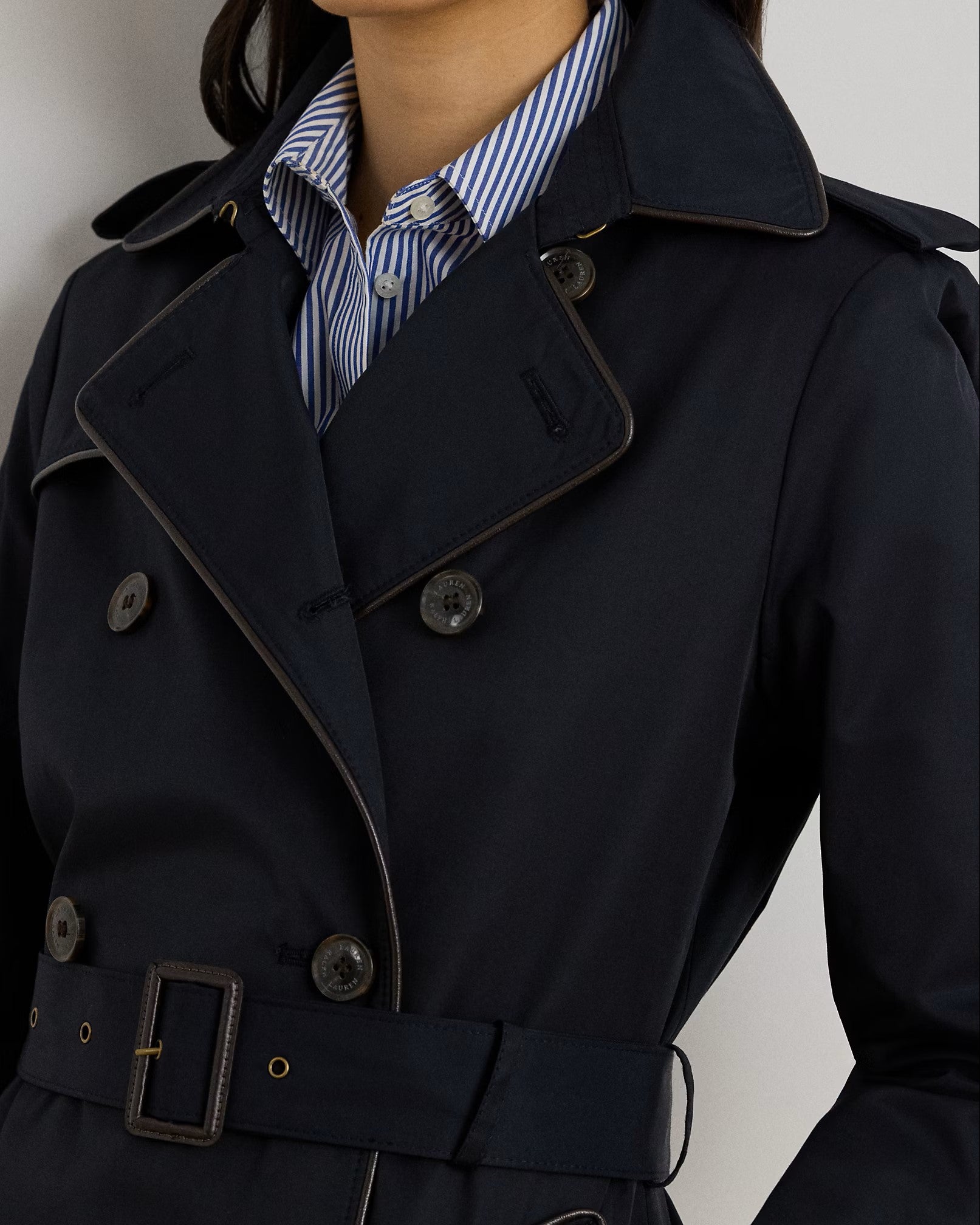 Navy Blue Lined Trench Coat