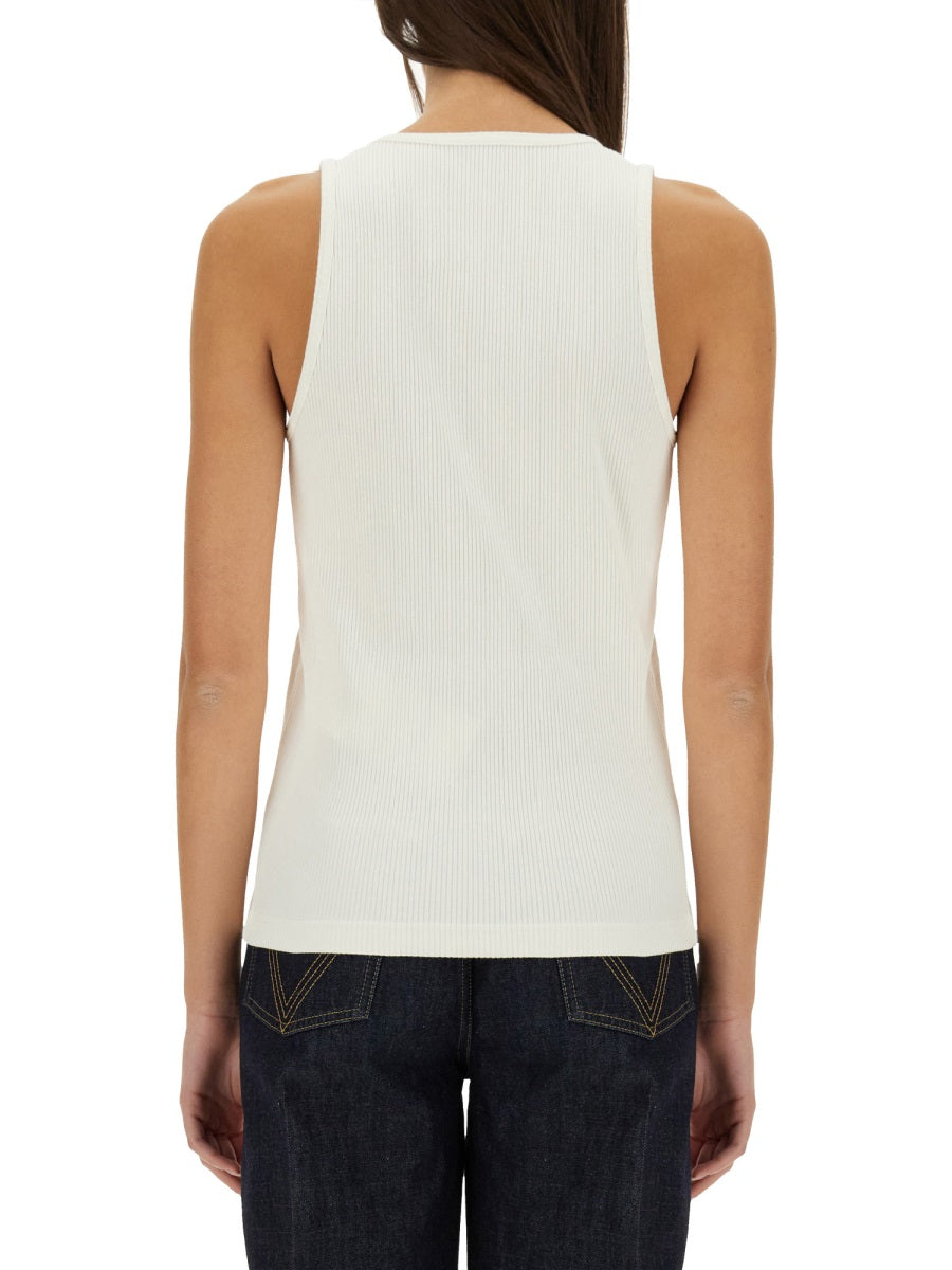 Ribbed Texture Cotton Jersey Top with Subtle Detailing