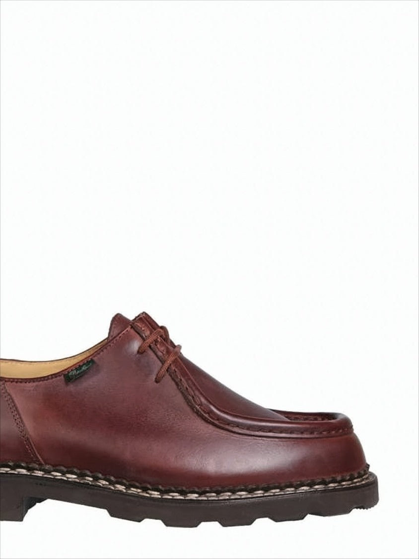 Moccasin-style Brown Calf Leather Loafers with Rubber Sole